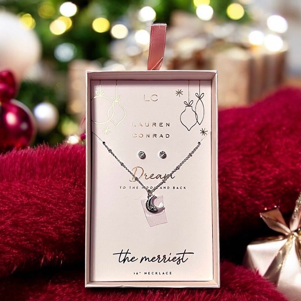LC Lauren Conrad Dream Christmas Ornament Necklace And Earrings Set
